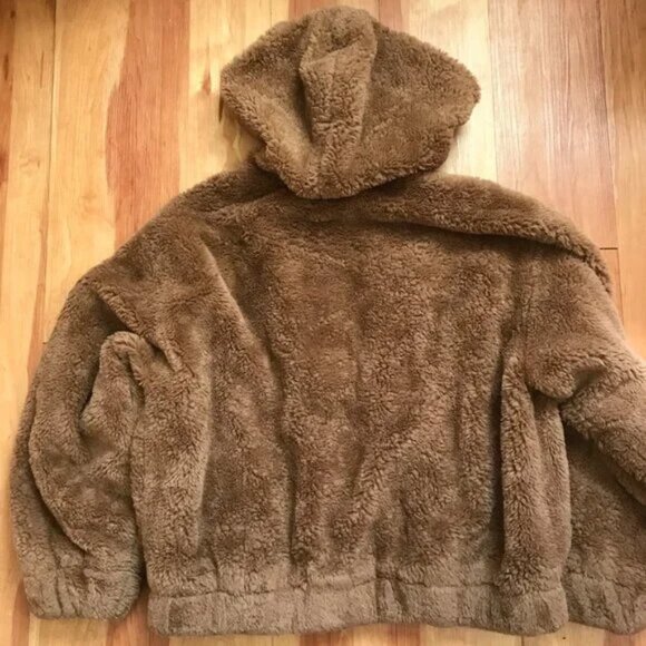 Free People We The Free Freya Fur Hoodie Teddy Jacket in Cinnamon Sprinkle - Picture 14 of 16